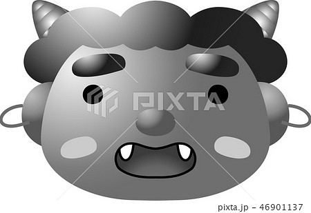 鬼 節分 お面 豆まき かわいい グラデーション イラストのイラスト素材