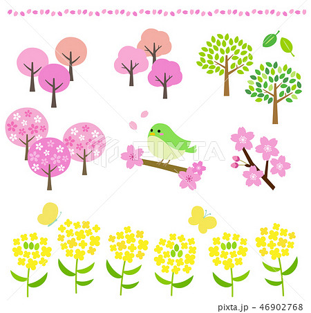 桜 春の風景イラストセットのイラスト素材