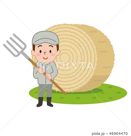 酪農家 牧草ロールのイラスト素材