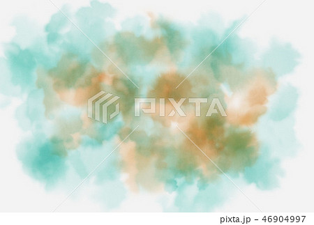 水彩背景素材　緑色とオレンジ色 46904997
