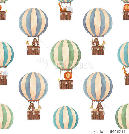 Watercolor air baloon pattern 46906211