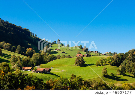 Farmland and rural hill in suburb area of Montreux Farmland and rural hill in suburb area of Montreux 46907177