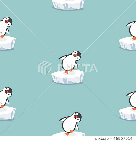 Funny Penguin On Ice Floe Patternのイラスト素材