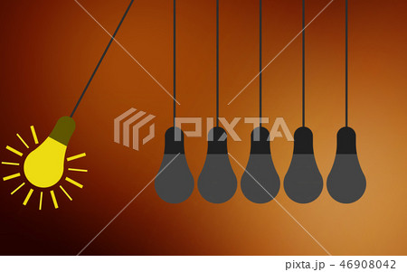 Hanging light bulbs with glowing one different 46908042