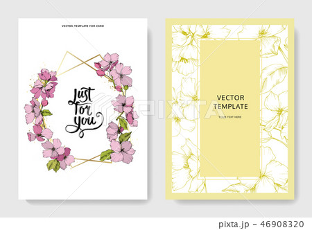 Vector Pink apple blossom floral botanical flower. Engraved ink art. Wedding background card floral 46908320