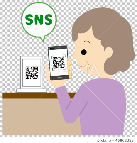 スマホでQRコードを読み取る女性 46908358