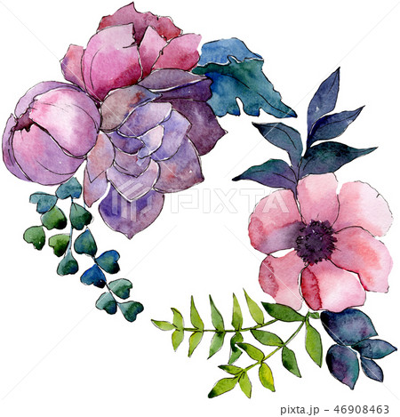 Bouquet floral botanical flowers. Watercolor background illustration set. Isolated flower 46908463