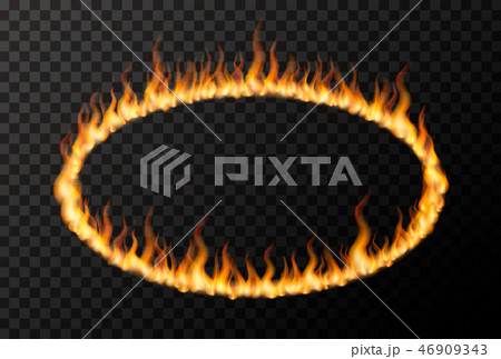 Bright fire flame in ellipse shape on transparent 46909343