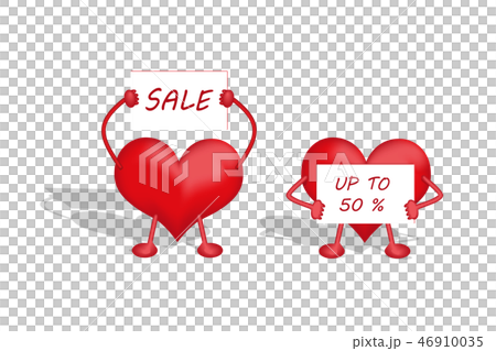 Two hearts hold in hands of a sign with the sale o Two hearts hold in hands of a sign with the sale o 46910035