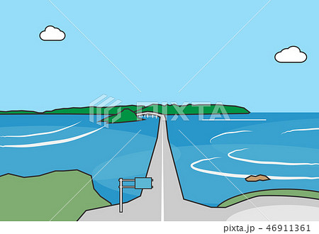 角島大橋と海 イラスト 46911361