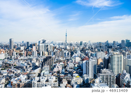 東京スカイツリーと都市風景の写真素材