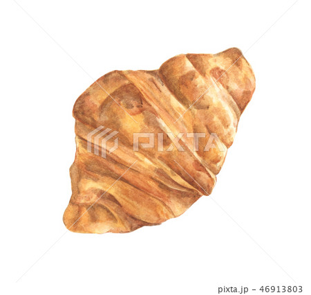 Watercolor fresh croissant. Food illustration. 46913803