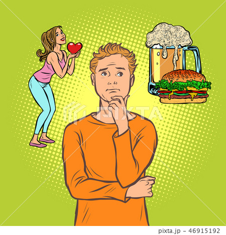 man chooses between woman and beer man chooses between woman and beer 46915192
