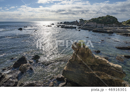 千葉県 房総半島 海 岩場の写真素材