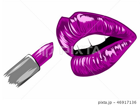 Red lipstick in the open mouth with glossy melted lips. Vector illustration Red lipstick in the open mouth with glossy melted lips. Vector illustration 46917136