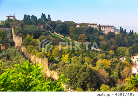 Aerial view of Florence, Italy and Boboli gardens 46917495