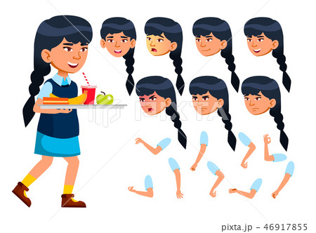 Asian Girl, Child, Kid, Teen Vector. Modern Uniform. Educational, Study. Face Emotions, Various Asian Girl, Child, Kid, Teen Vector. Modern Uniform. Educational, Study. Face Emotions, Various 46917855