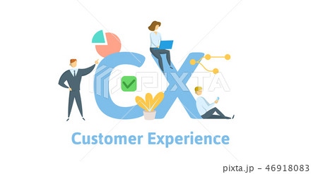 CX, Customer experience. Concept with keywords, letters and icons. Flat vector illustration 46918083