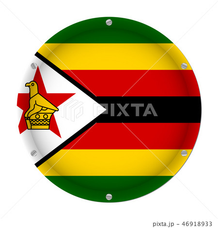 round metallic flag of Zimbabwe with screws round metallic flag of Zimbabwe with screws 46918933