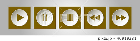 gold, white square music control buttons set gold, white square music control buttons set 46919231