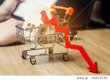 The concept of falling real estate market. The concept of falling real estate market. 46919238