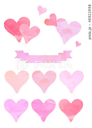 水彩風 ハート ピンクのイラスト素材 46922698 Pixta