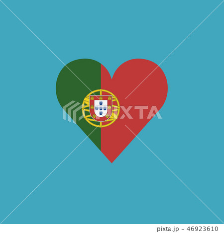 Portugal flag icon in a heart shape in flat design 46923610