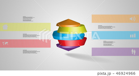 3D illustration infographic template with round octagon divided to five parts 46924966
