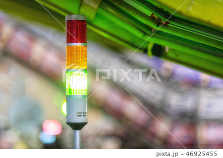 Warning lights alarm at Automated Machinery Production in Factory Warning lights alarm at Automated Machinery Production in Factory 46925455
