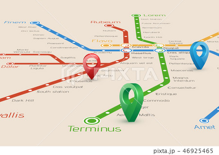Relistic abstract blured map of subway routes in  perspective vi 46925465