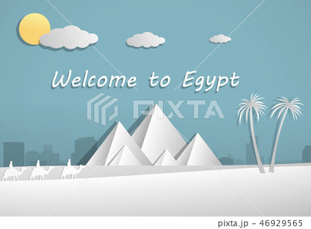 Papercut of Pyramid in Egypt, vector art 46929565