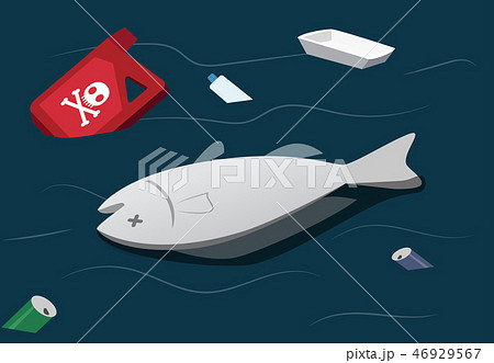 Water pollution make dead fish, vector Water pollution make dead fish, vector 46929567