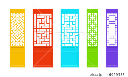 Rectangles Chinese door in Asian style, vector art 46929583
