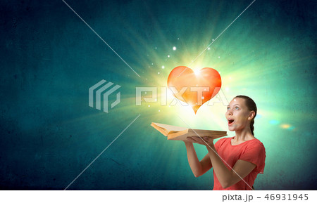 Girl with opened red book Girl with opened red book 46931945
