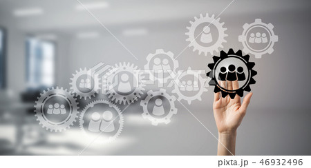 Teamwork concept and choosing gesture of person in elegant moder 46932496