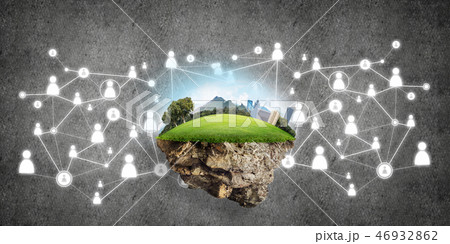 Concept of modern networking technologies and eco green construction Concept of modern networking technologies and eco green construction 46932862