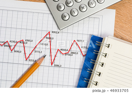 pencil and graph growth, workplace businessman pencil and graph growth, workplace businessman 46933705