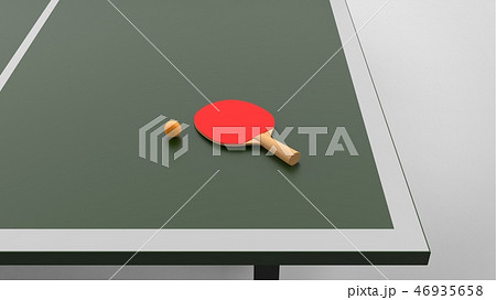ラケットと卓球台　クローズアップ 46935658