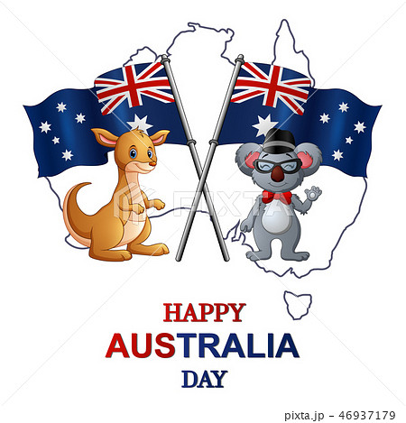 Happy Australia day with kangaroo and koala Happy Australia day with kangaroo and koala 46937179