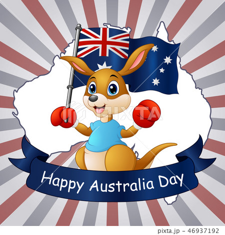 Happy australia Day Kangaroo holding a Flag Happy australia Day Kangaroo holding a Flag 46937192