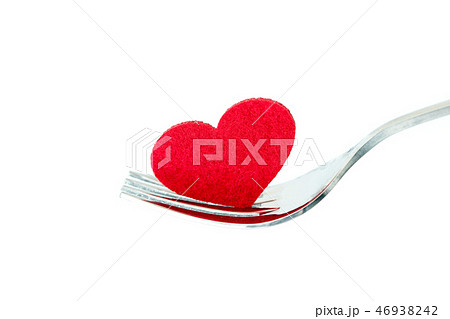 the red heart shape in silver fork  46938242