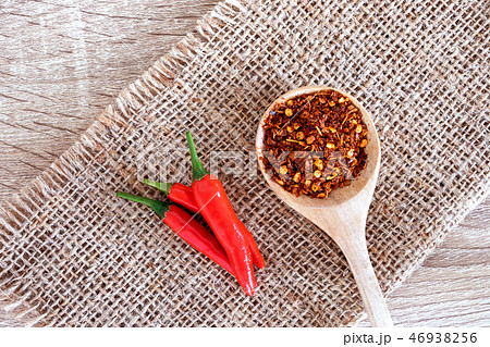 chilli pepper and crushed dried red cayenne  46938256