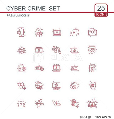 Cyber crime icons set vector Cyber crime icons set vector 46938970