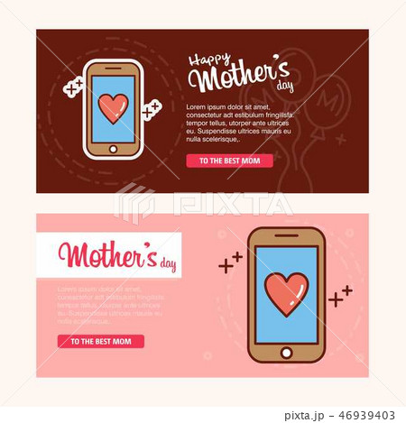 Mother's day card with smart phone logo and pink t Mother's day card with smart phone logo and pink t 46939403