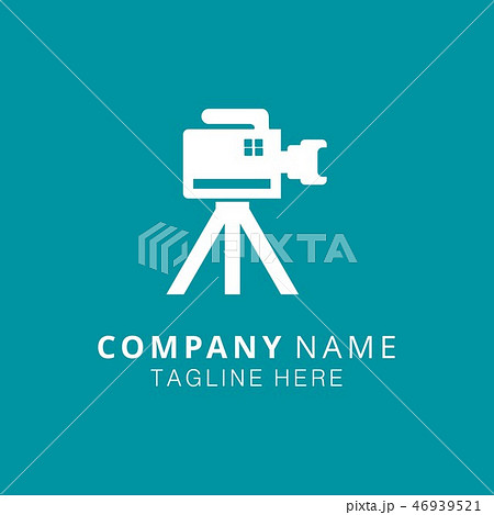 White Vector Icons for Photographer on Green Backg White Vector Icons for Photographer on Green Backg 46939521