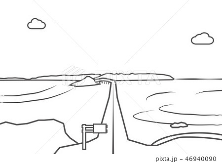 角島大橋と海 イラスト 46940090