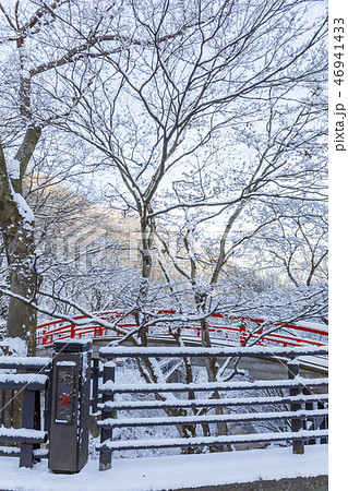 伊香保温泉 河鹿橋 雪景色 伊香保温泉 河鹿橋 雪景色 46941433