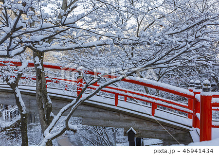 伊香保温泉　河鹿橋　雪景色 46941434