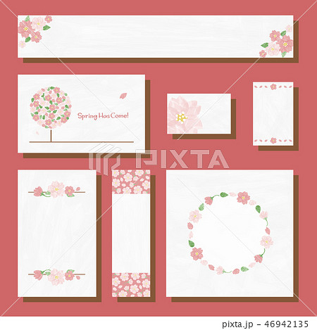 水彩　桜　バナー　カード　セット 46942135