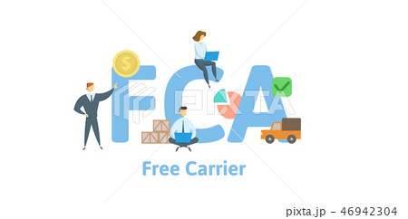 FCA, Free Carrier. Concept with keywords, letters and icons. Flat vector illustration. Isolated on 46942304